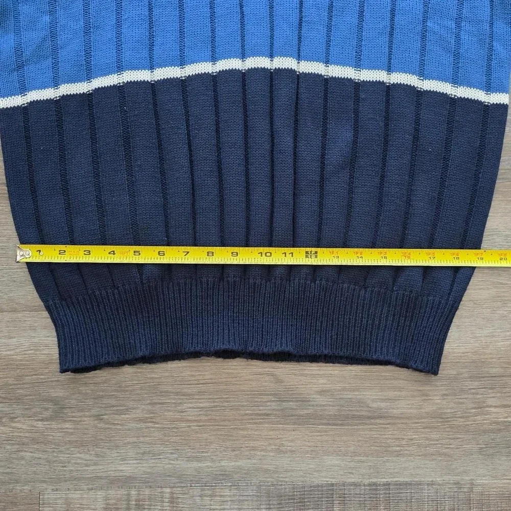 Vintage Puritan 90s Blue Ribbed Colorblock Crewneck Sweater Mens 2XL